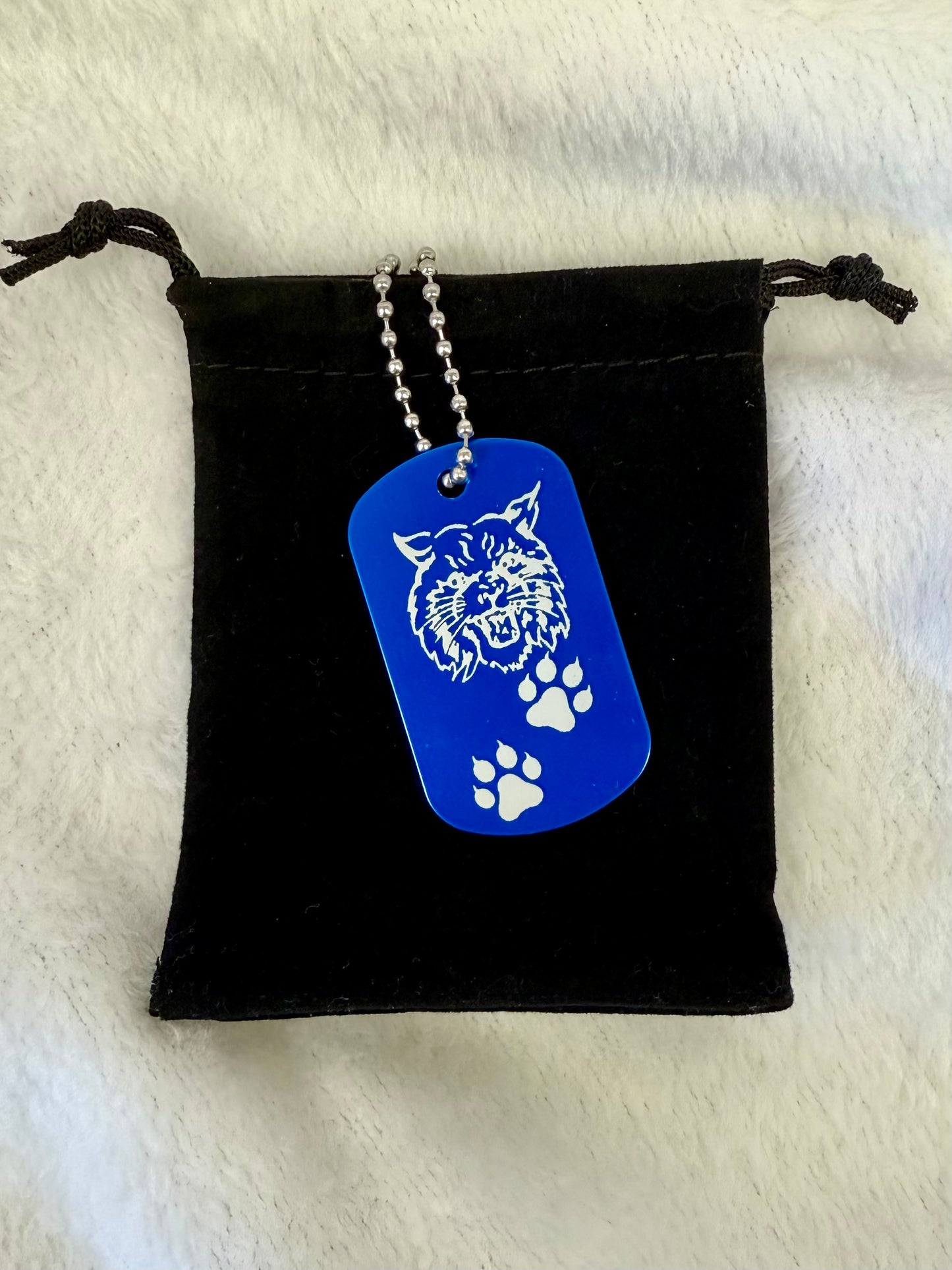 Dog tags: Keychain/Necklace. Sharon Springs Wildcats