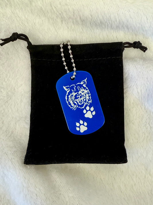 Dog tags: Keychain/Necklace. Sharon Springs Wildcats